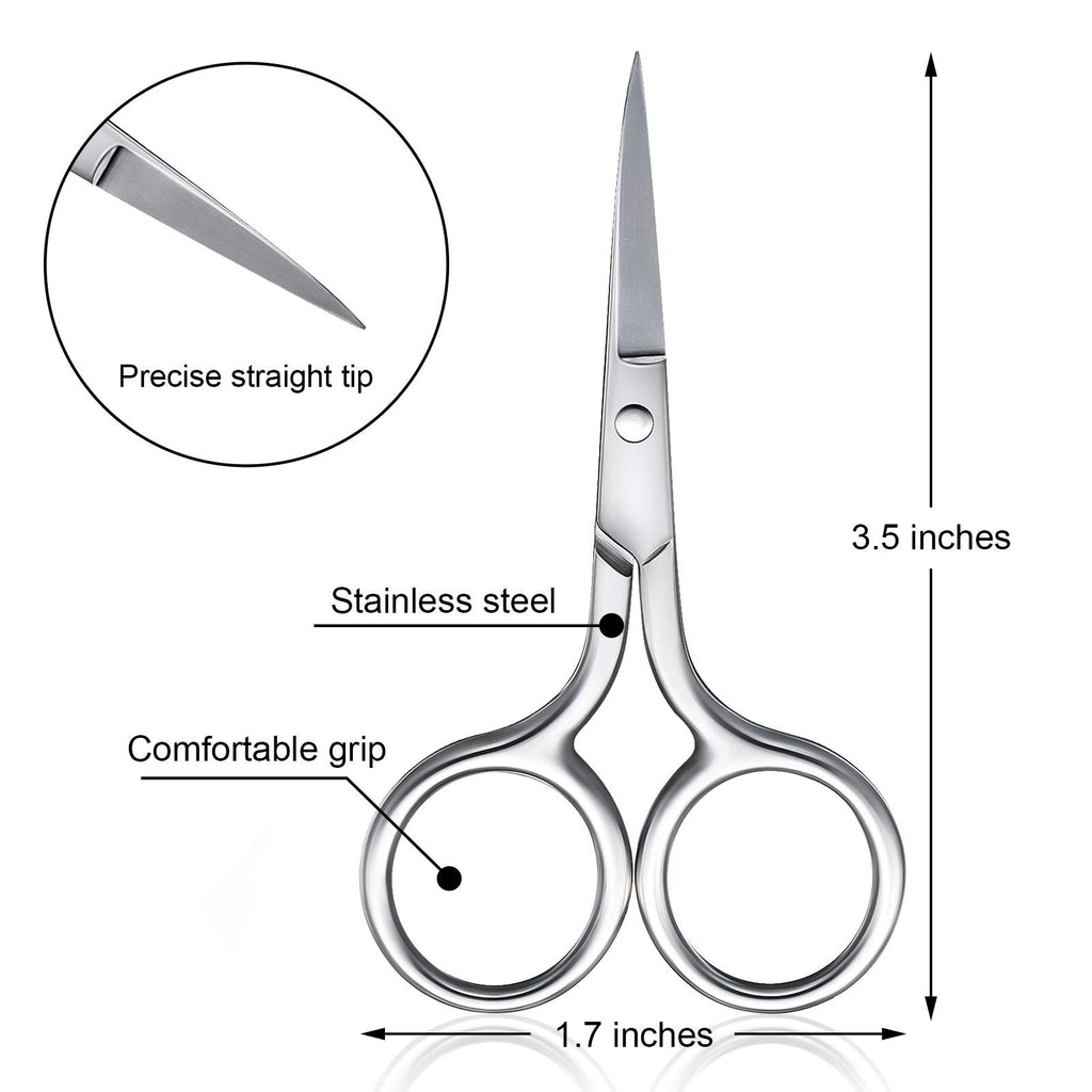 5 Pieces Nose Hair Scissors Stainless Steel Straight Tip Grooming Trimmers