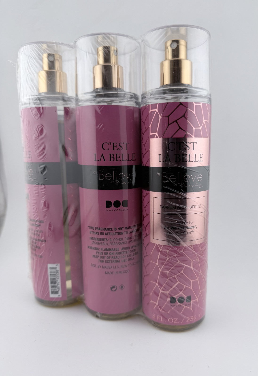 Body Mist - Fruity Cassis & White Jasmine, Vanilla & Praline Scent, 8 fl oz, 3 Pack