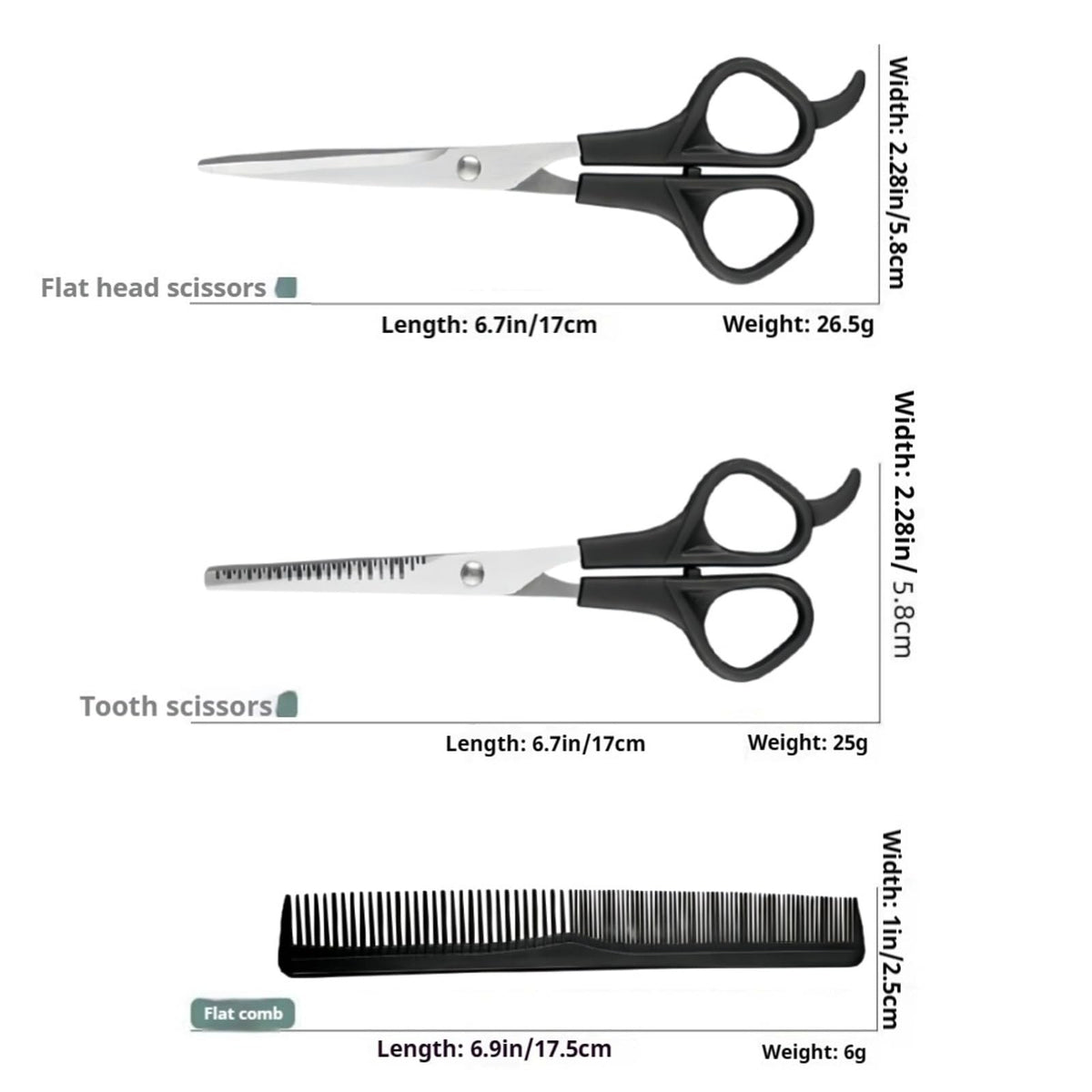 Professional Stainless Steel Hair Cutting Shears Set with Thinning Scissors & Comb