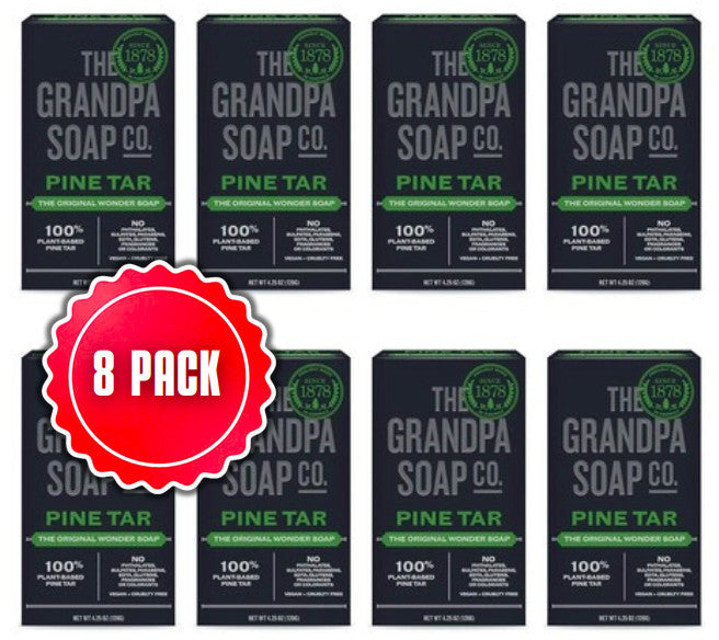 Men's Pine Tar Bar Soap 3-in-1 Shower & Grooming Pack - 8 Bars