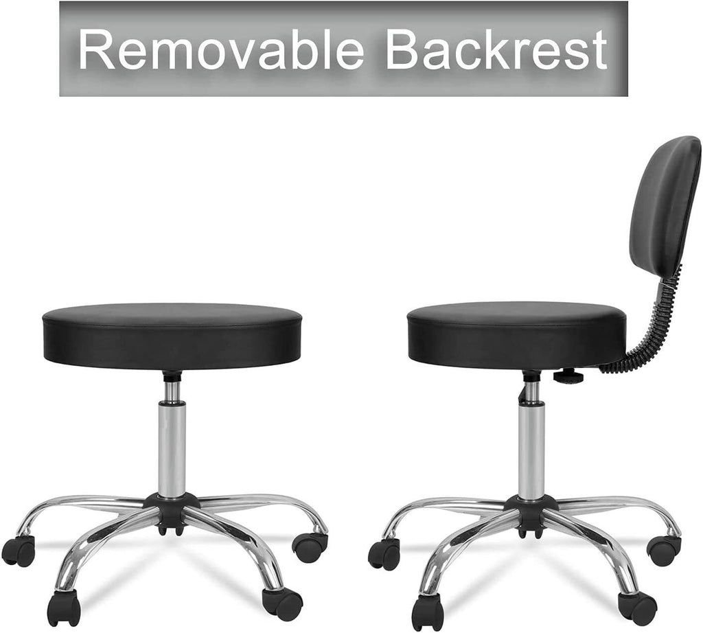 Adjustable Swivel Salon Stool Chair with Hydraulic Lift & Back Support