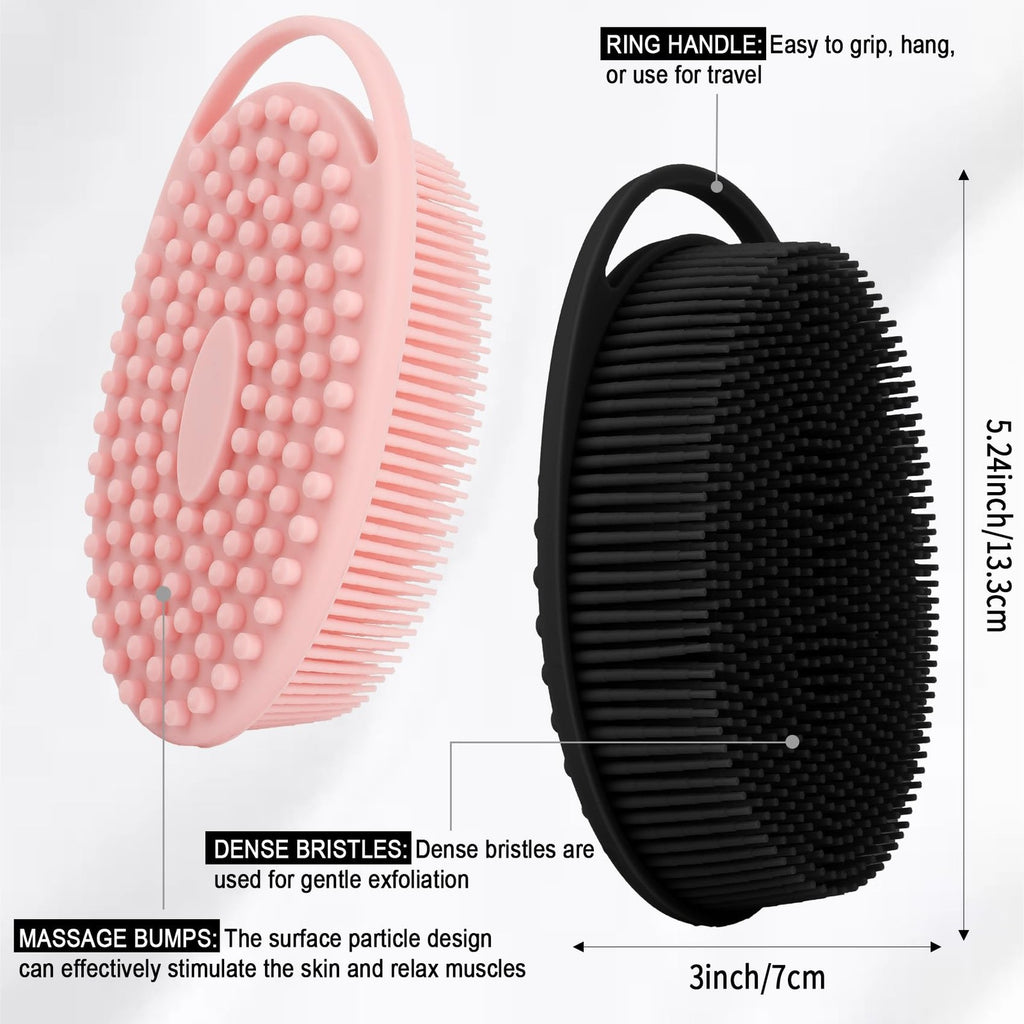 Silicone Body Scrubber 2-Pack Exfoliating Loofah Shower Brush for Sensitive Skin