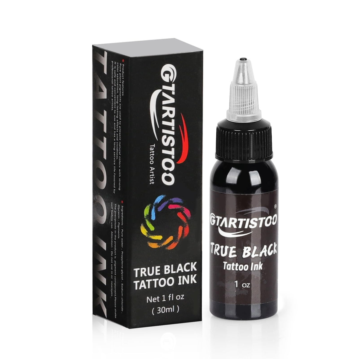 Professional Black Tattoo Ink 1oz (30ml) - Fast-Flowing, Deep Solid Black