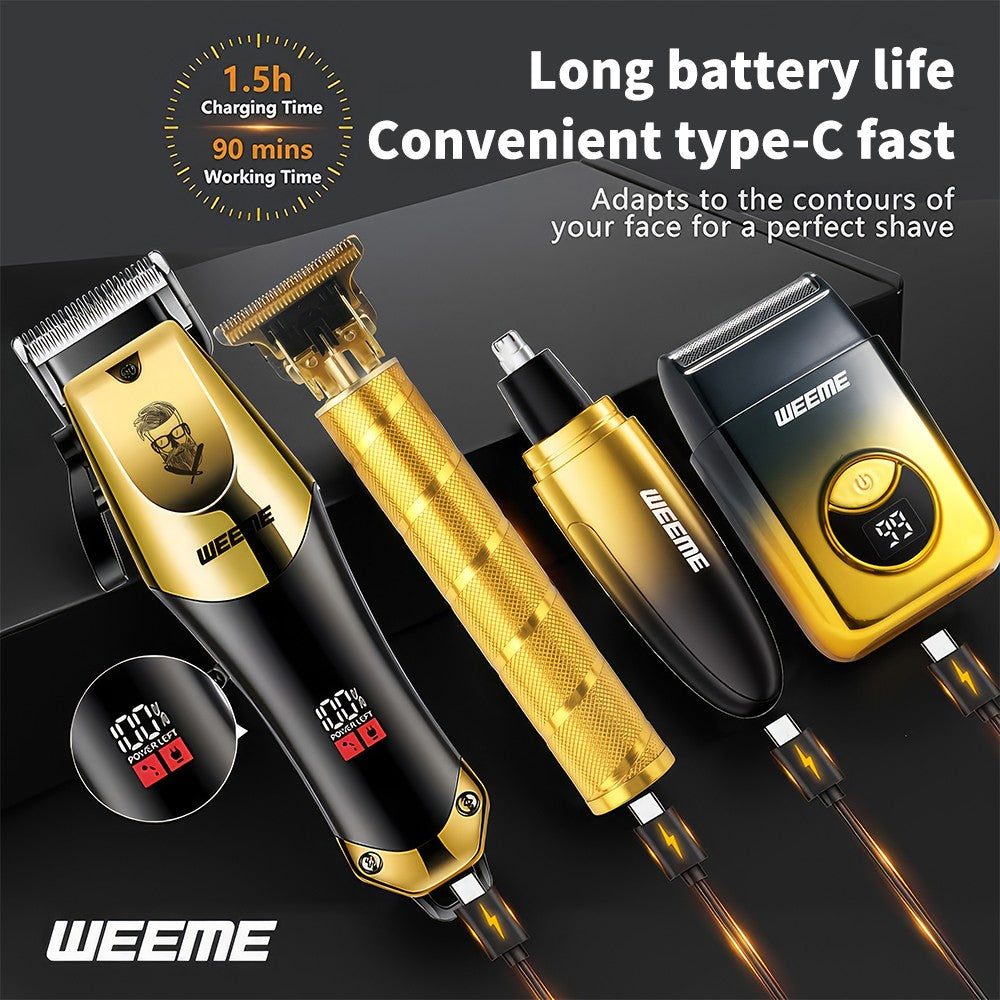 4 in 1 Men's Hair Clippers and Beard Trimmer Set with Multiple Attachments