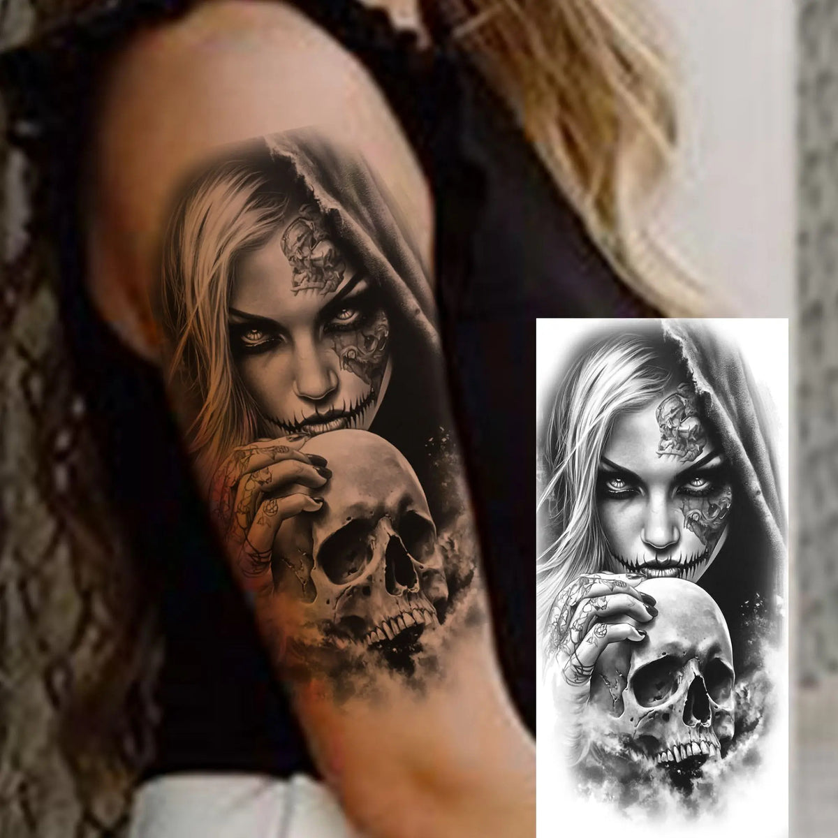 Waterproof Temporary Tattoo Sticker - Evil Joker Face, Long Lasting Realistic Design