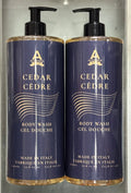 Natural Cedar Body Wash 1000ml - Soothing Shower Gel Made in Italy (2-Pack)