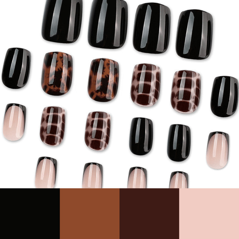 48Pcs Short Square Press-On Nails with Tortoise Crocodile Print - Trendy Fake Nails