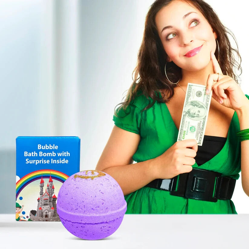 Cash Money Bath Bomb with Surprise Cash - Handmade in USA, Lavender Aroma