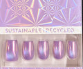 Red Aspen Press-On Short Coffin Nails - Holographic Chrome Purple Mic Me Up