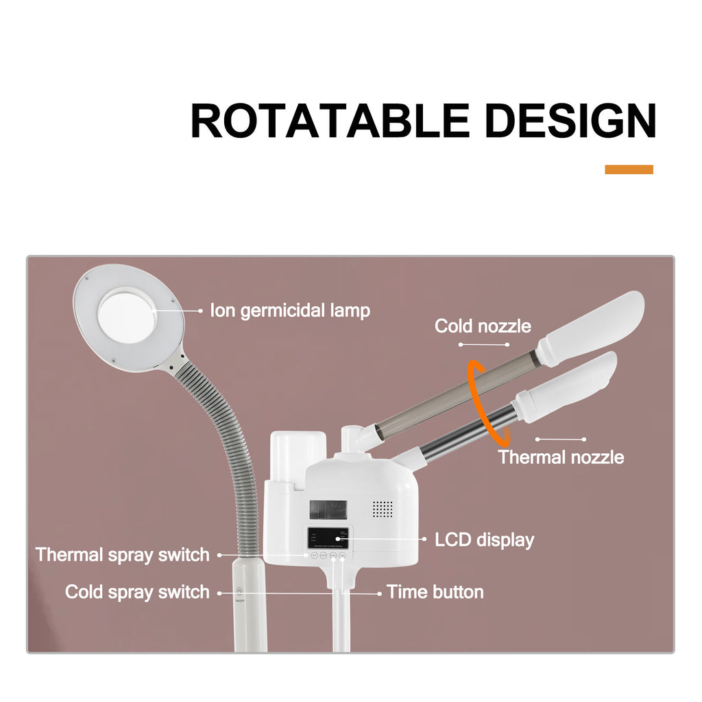 Hot Cold Facial Steamer with Magnifying Lamp & Ozone for Skin Care Salon & Home
