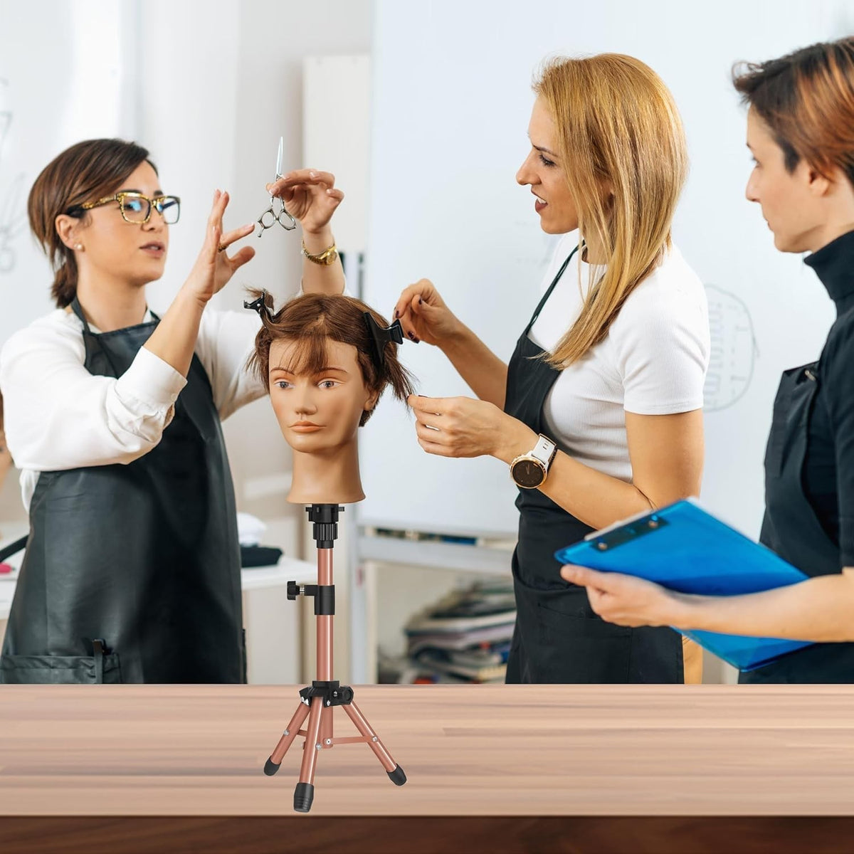 Adjustable Mannequin Head Tripod with Non-Slip Feet for Salon & Display