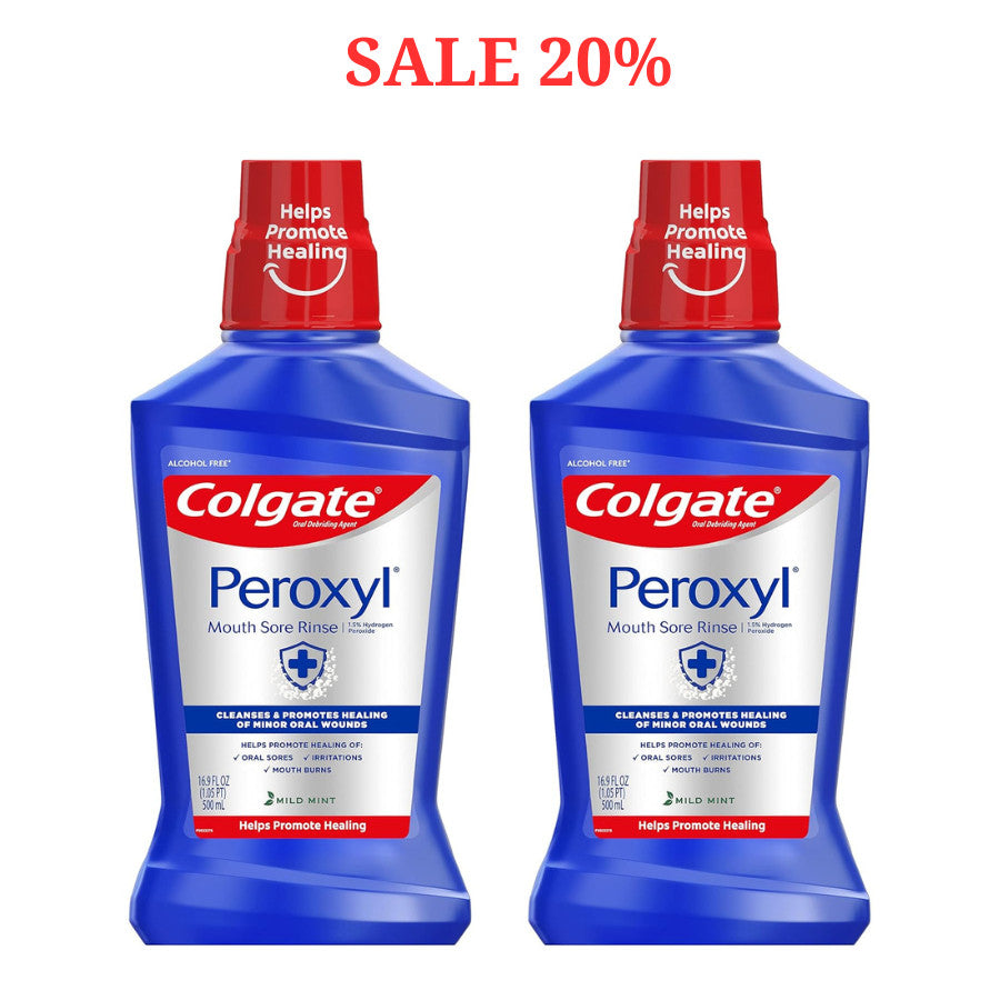 Colgate Peroxyl Mouth Sore Rinse - Alcohol-Free Hydrogen Peroxide, Mint, 16.9 oz Pack of 6
