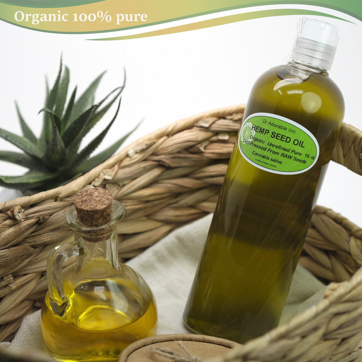 Organic Raw Hemp Seed Oil - Cold Pressed Virgin for Skincare & Nutrition