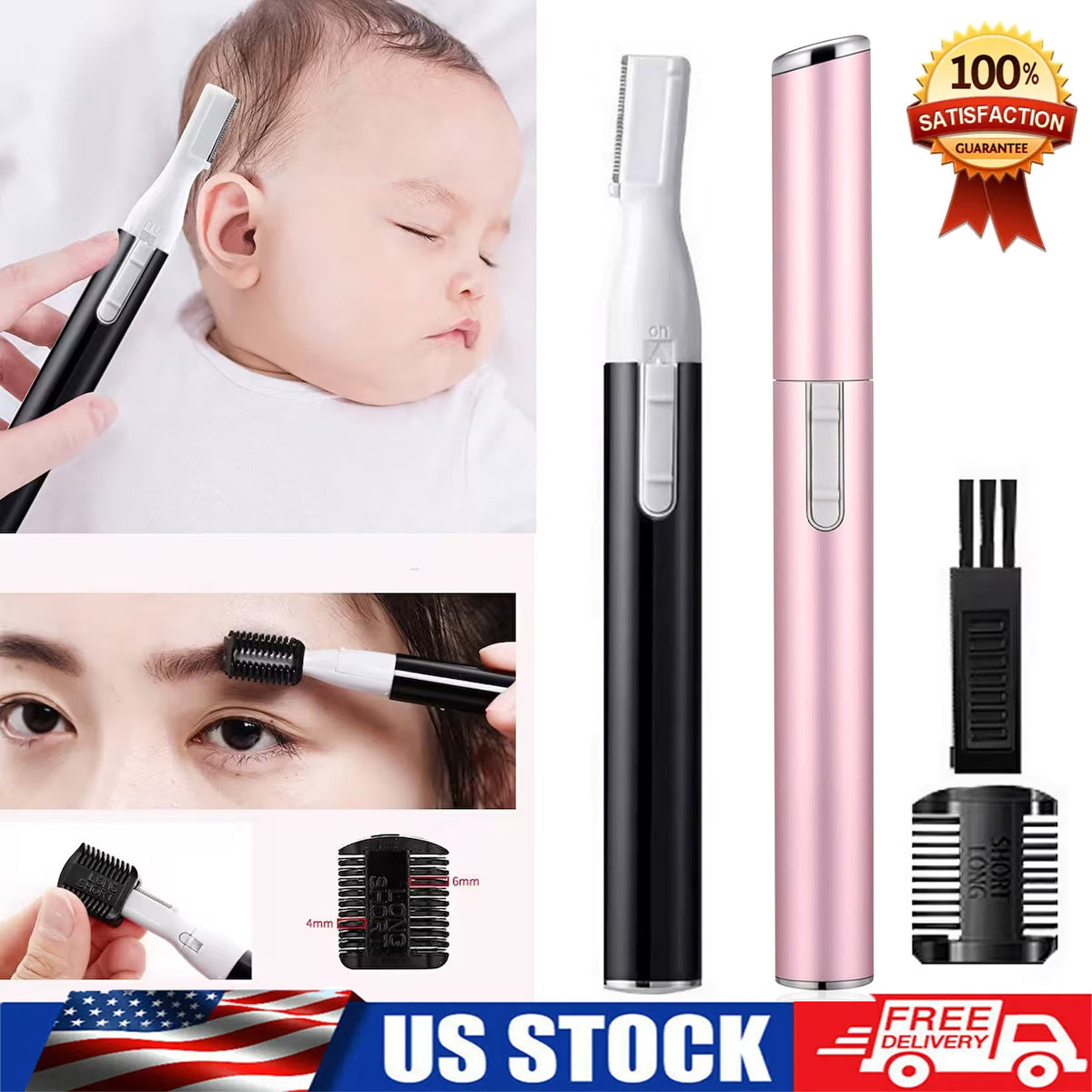 Rechargeable Nose & Eyebrow Trimmer Set for Men Women Face & Ear Grooming