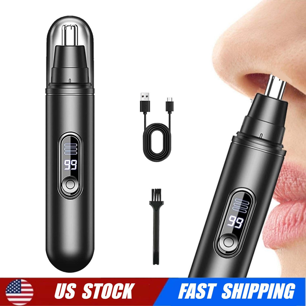 Electric Nose and Ear Hair Trimmer with LED Indicator USB Rechargeable Water-Resistant