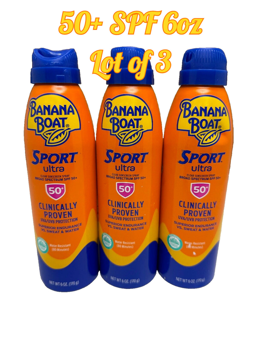 Sport Sunscreen Spray SPF 50+ Waterproof & Sweat-Resistant 6oz - Pack of 3
