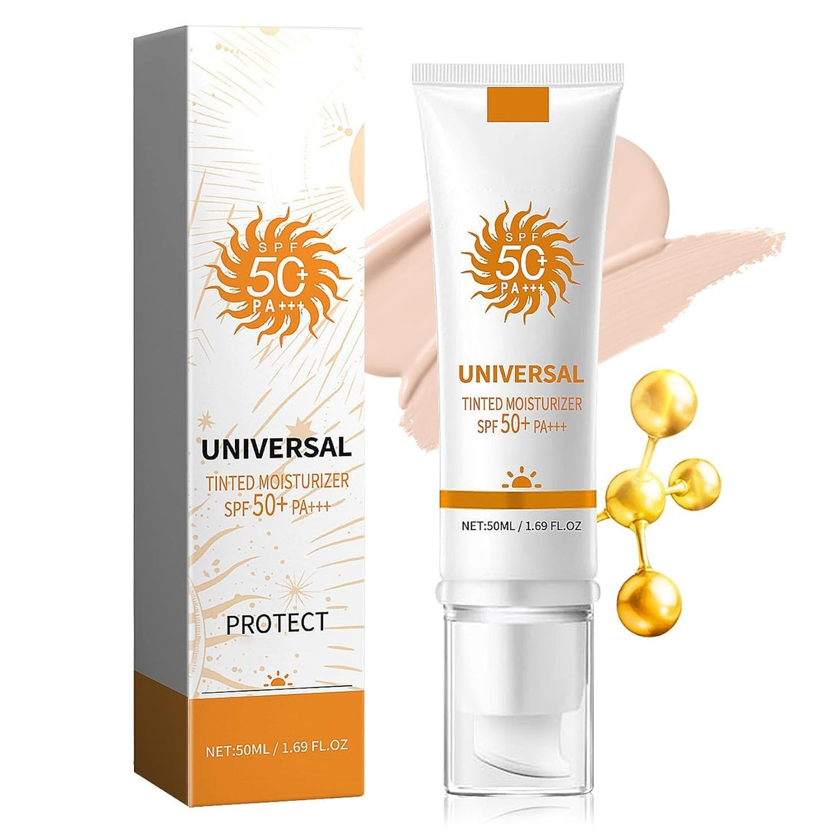 SPF 50+ Tinted Face Sunscreen with Moisturizer, Long-Lasting UV Protection