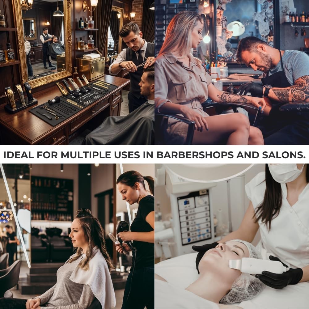 Magnetic Barber Mat Set with 5 Strong Magnets for Clippers & Trimmers