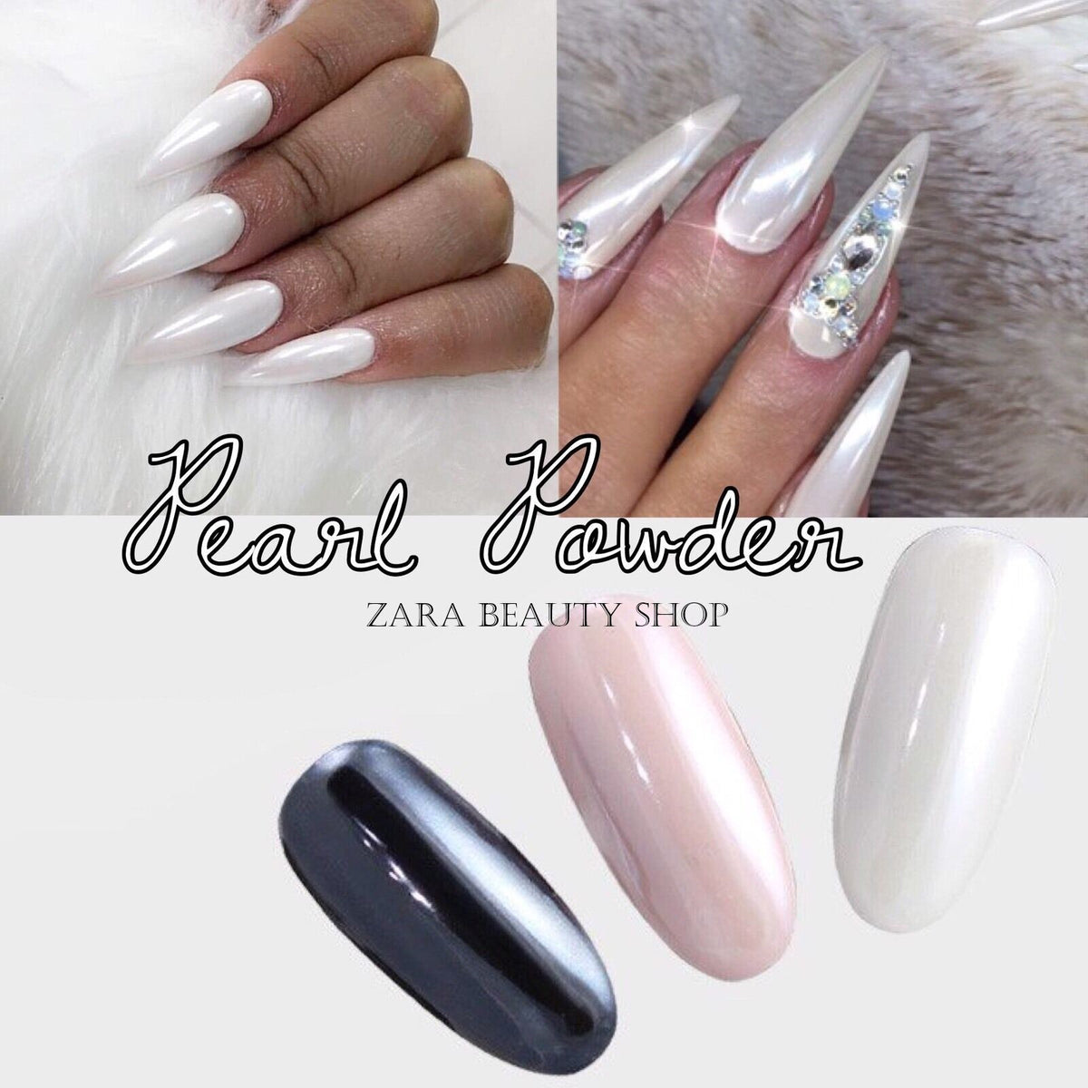 White Chrome Powder Pigment for Nail Art, Pearl Shiny Dust, 1.5g