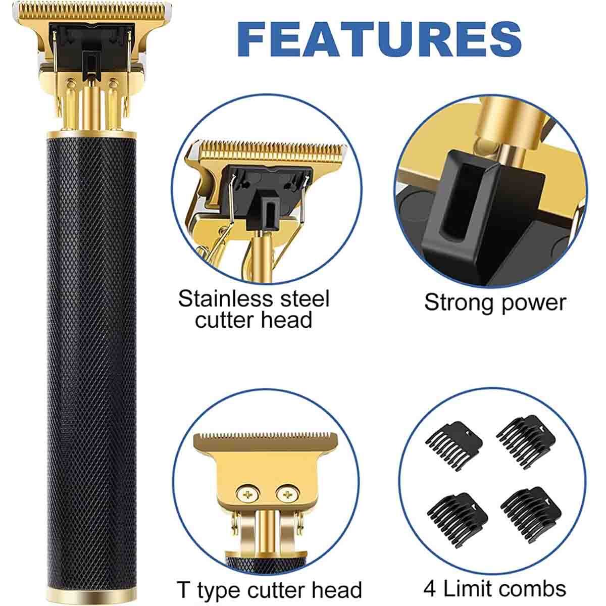 Men's Hair & Beard Trimmer with Contour Blade, Cordless & Waterproof