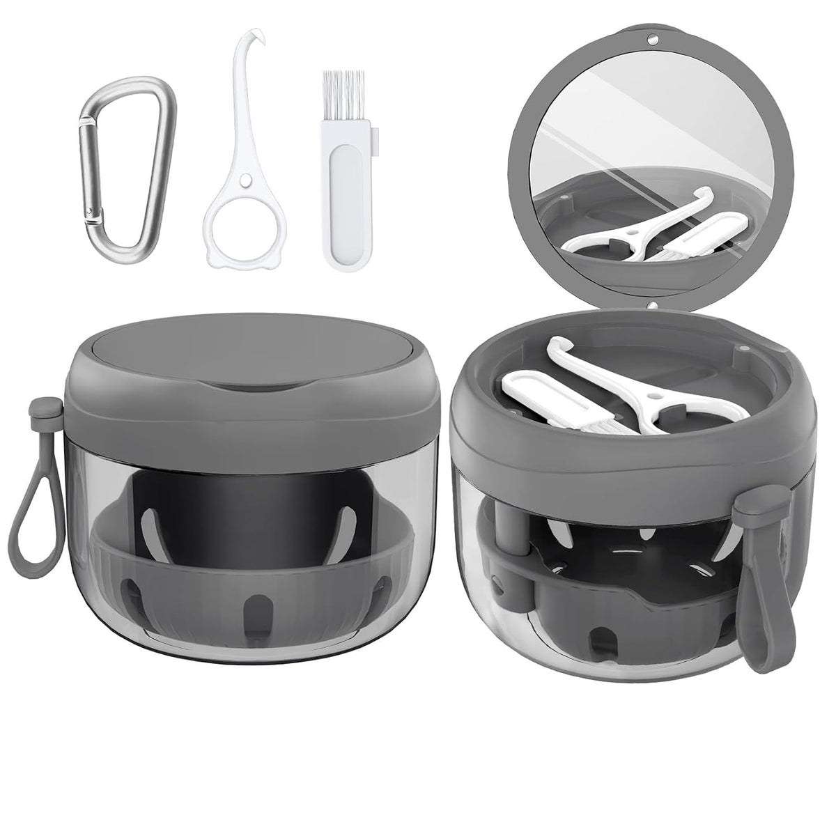 Portable Denture Bath Case Cup with Leak Proof Design for Travel & Storage