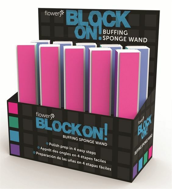Flowery Buffing Sponge Wand Set - 4 Grits Nail Care Block On Tools