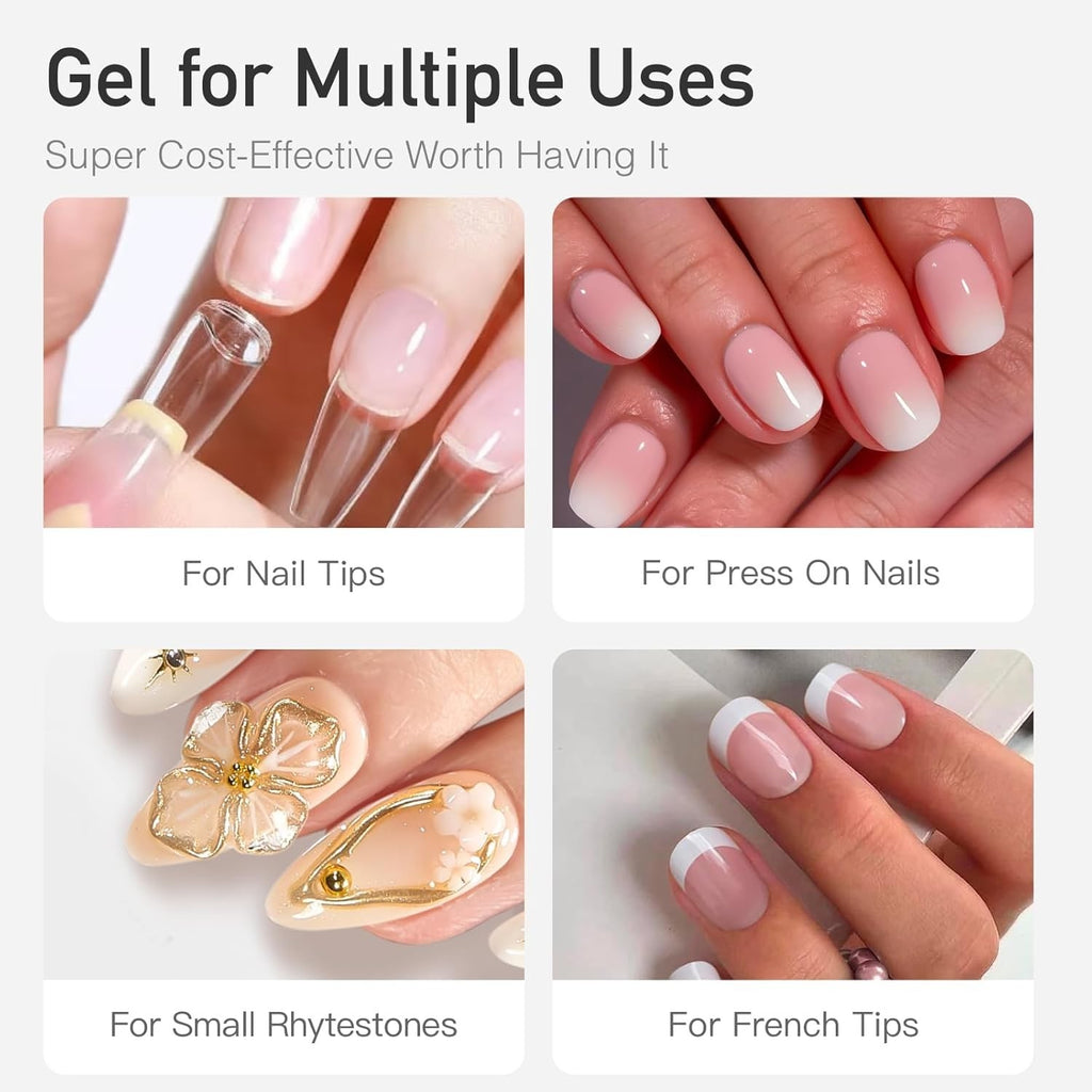 Semi Solid Nail Glue 2g - Strong Fast-Drying Adhesive for Nail Tips, 5-Pack