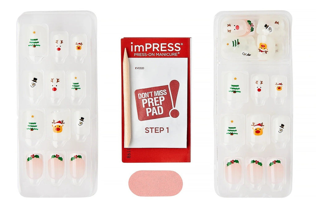 Holiday Christmas Press On Nail Kit - Instant Manicure with 30 Nails