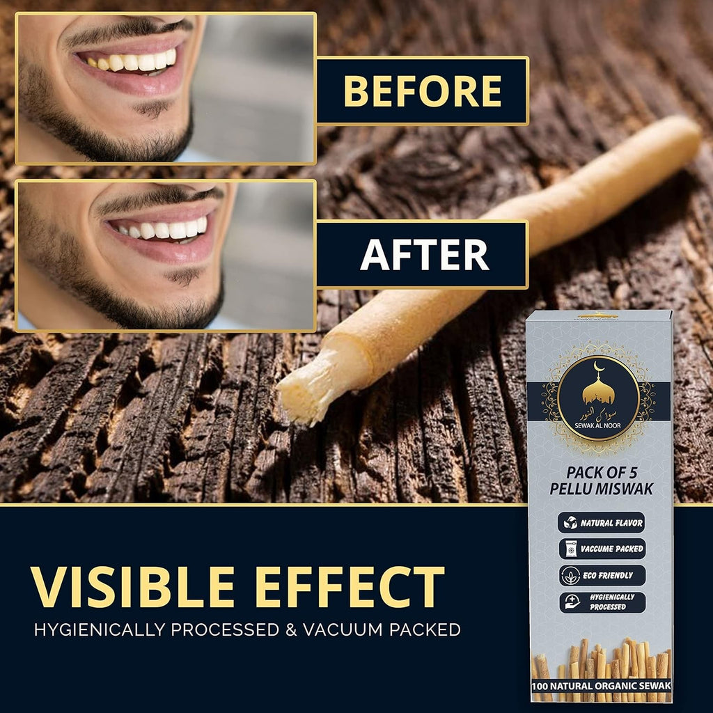 Natural Miswak Teeth Sticks Pack with Holder - Chemical-Free Oral Care