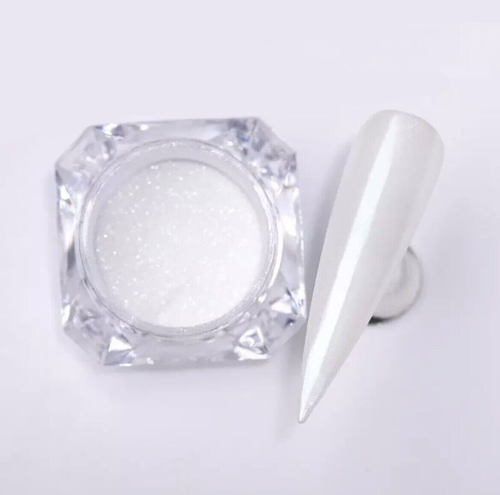 White Chrome Powder Pigment for Nail Art, Pearl Shiny Dust, 1.5g
