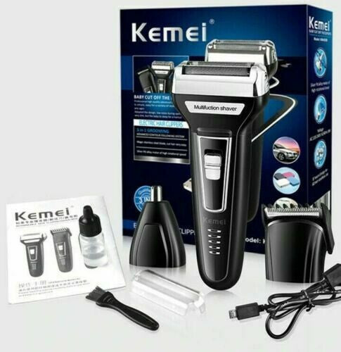 USB Rechargeable 3-in-1 Hair Shaver Nose Trimmer Gift Set - Waterproof