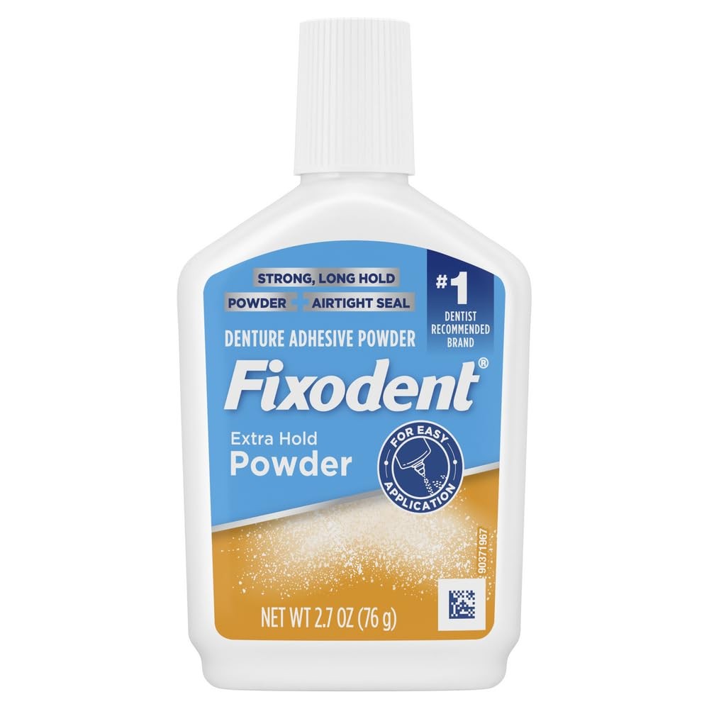 Denture Adhesive Powder Extra Hold 2.7oz - Strong All-Day Grip