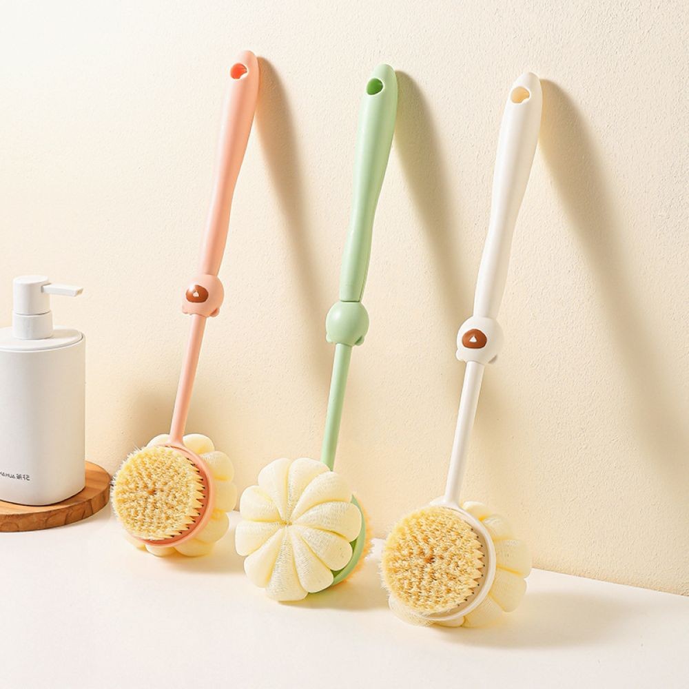 3PCS Long Handle Bath Body Brush Set with Soft Exfoliating Scrubbers for Shower & Back Massage