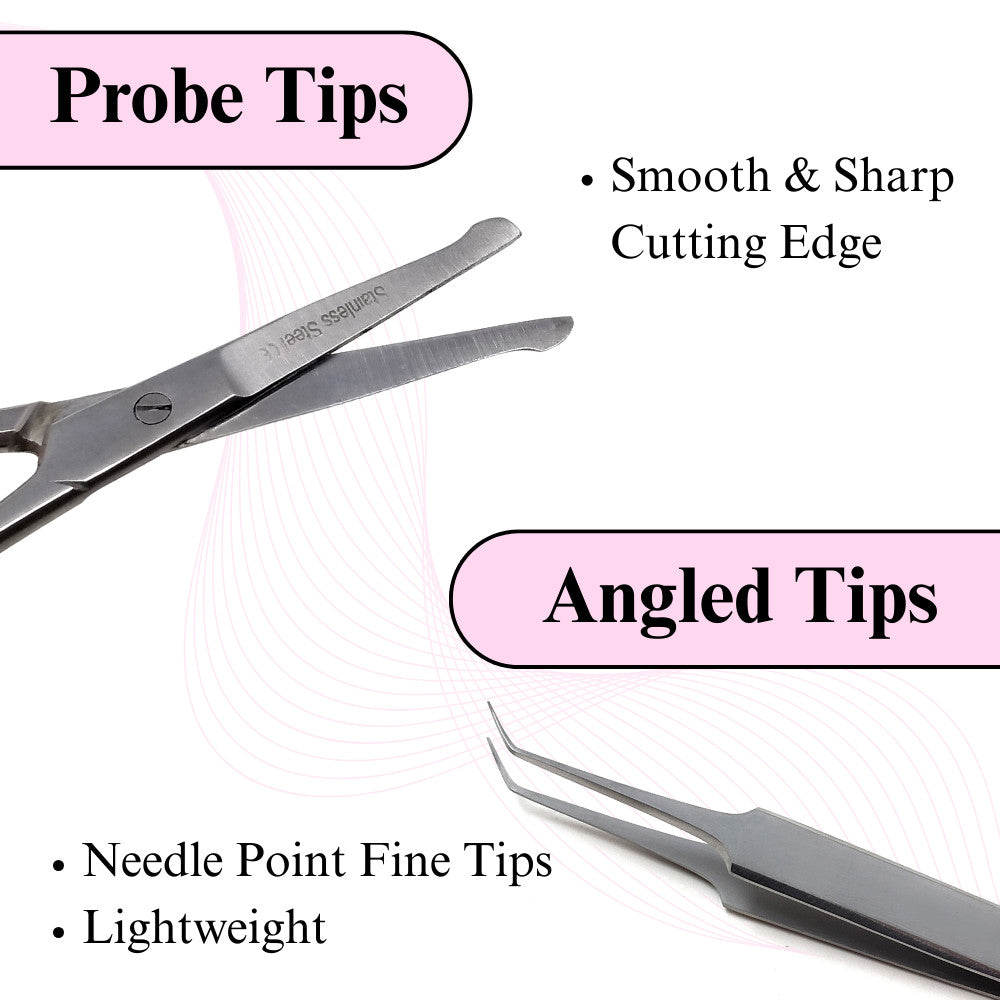 Facial Hair & Eyebrow Grooming Scissors Tweezers Set of 2