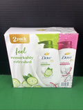 Dove Body Wash 2-Pack Refreshing & Rejuvenating 61.2 Oz - Variety Set