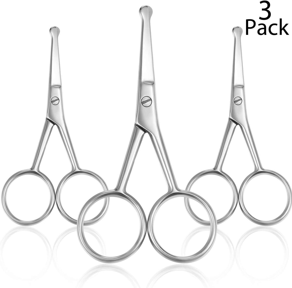 Travel Stainless Steel Nose Hair Scissors Set with 3 Rounded Tips