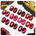 Cat Eye Gel Nail Polish Set with Base & Top Coat - Burgundy Red & Magnet Stick