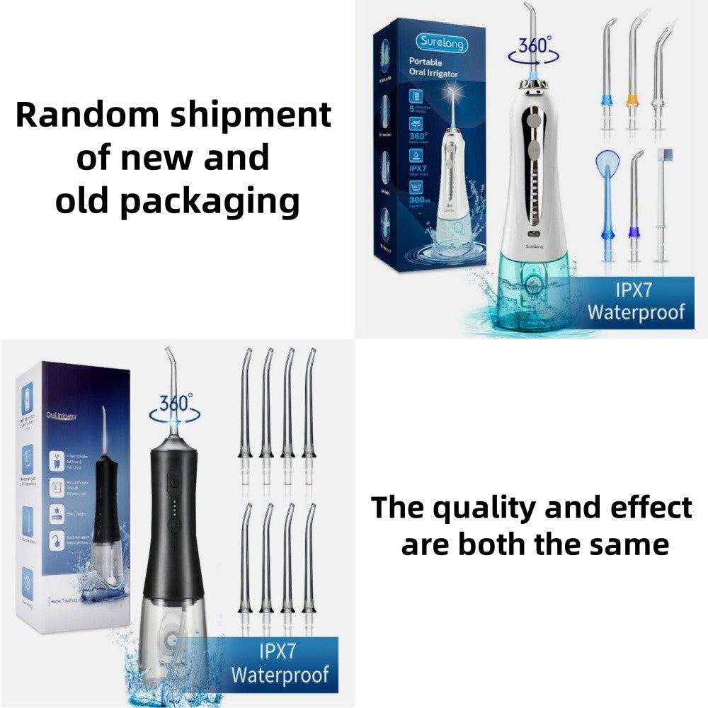 Cordless Water Flosser Oral Irrigator with 5 Jet Tips, Rechargeable Portable Dental Cleaner