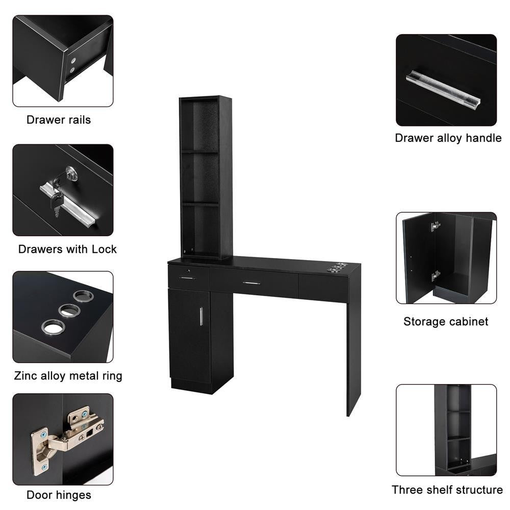 Salon Storage Cabinet with Lockable Drawers Hair Styling Station Furniture