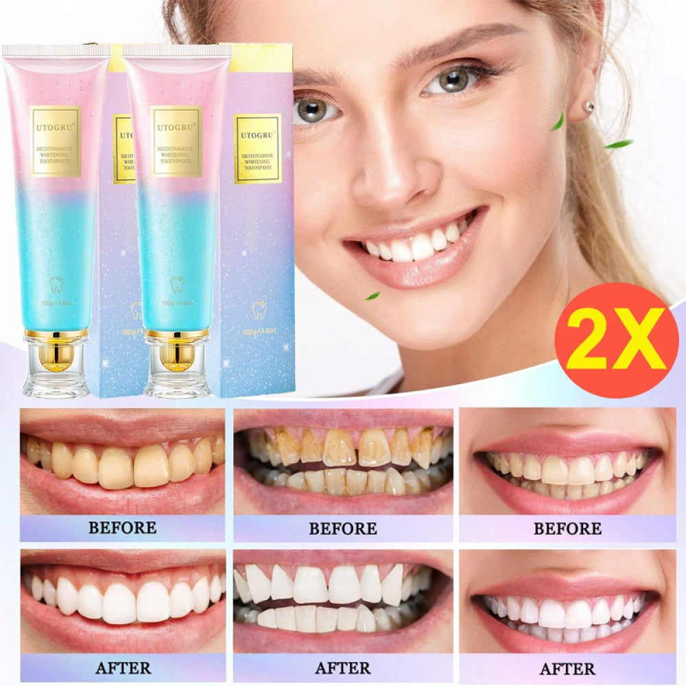 Niacinamide Whitening Toothpaste 2-Pack - Stain Removal & Fresh Breath 100g