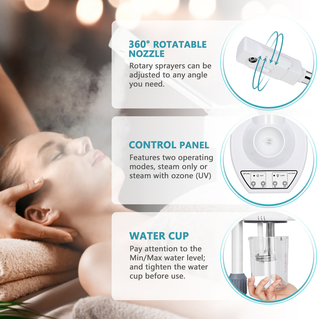 2-in-1 Facial Steamer with Magnifying Lamp and Hot Mist Function
