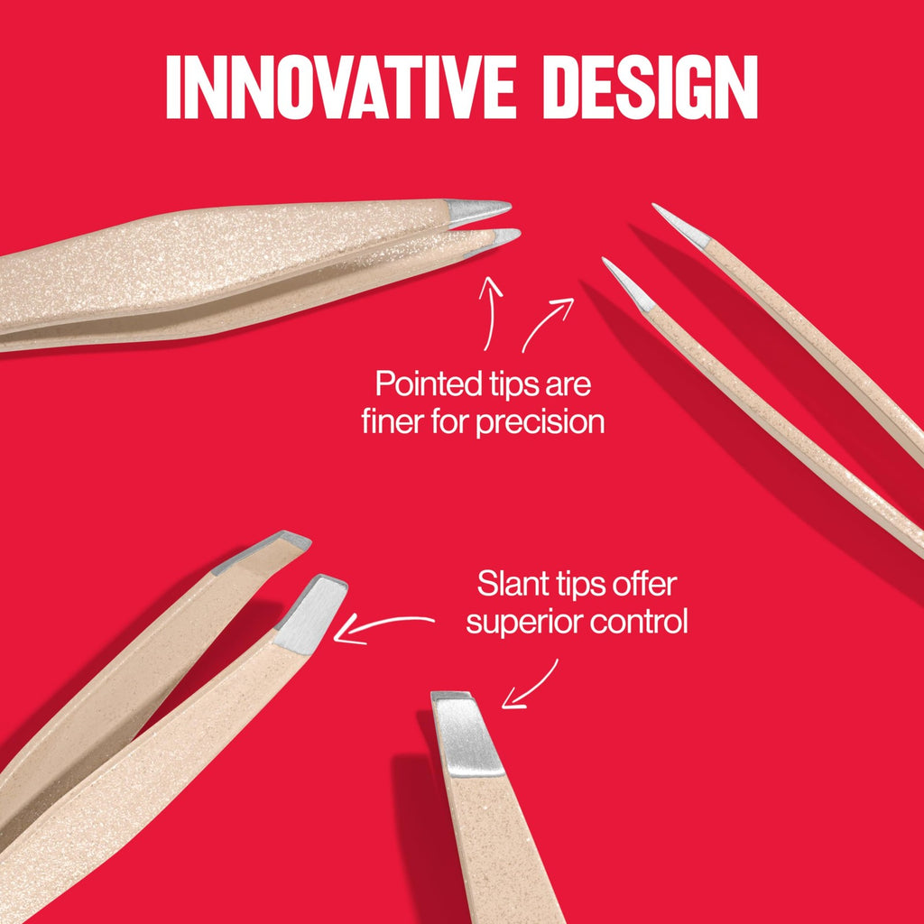 Revlon Mini Travel Tweezers Set - Slant & Point Tips for Precise Hair Removal