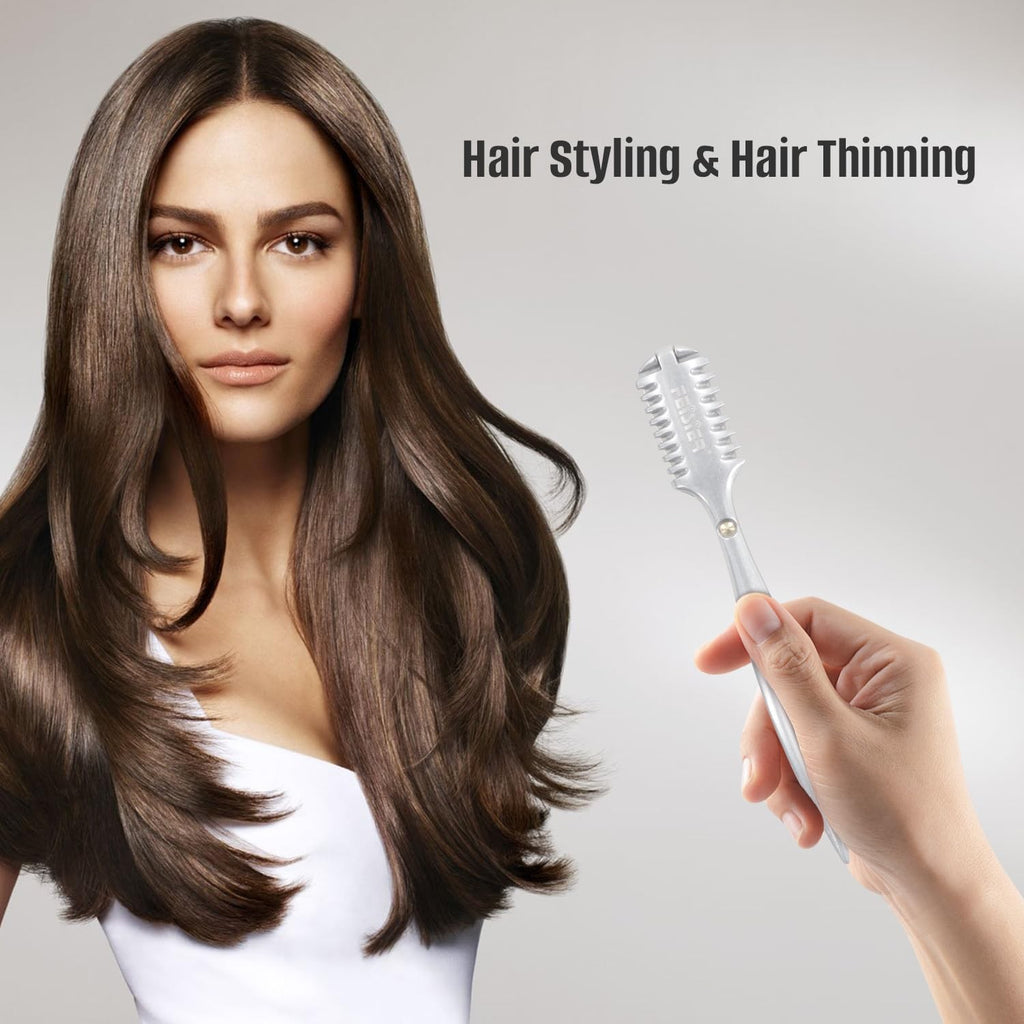 Aluminum Double-Edge Hair Thinning Razor Comb for Styling & Trimming