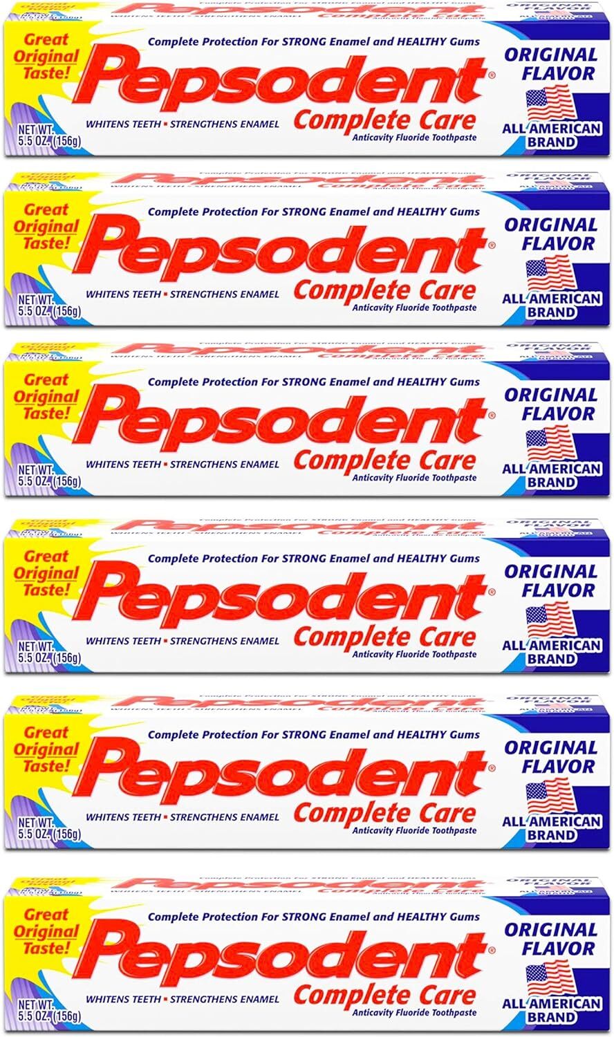 Pepsodent Complete Care Toothpaste Original Flavor 5.5oz Pack of 6 - Cavity Protection & Whitening