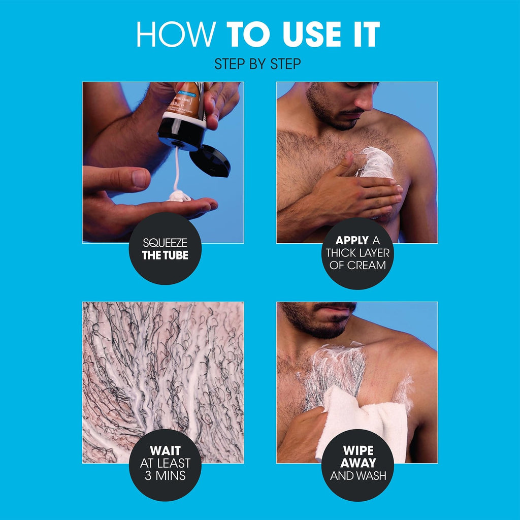 Men's Painless Coarse Hair Removal Cream - Fast Acting Body Hair Remover 6.8oz
