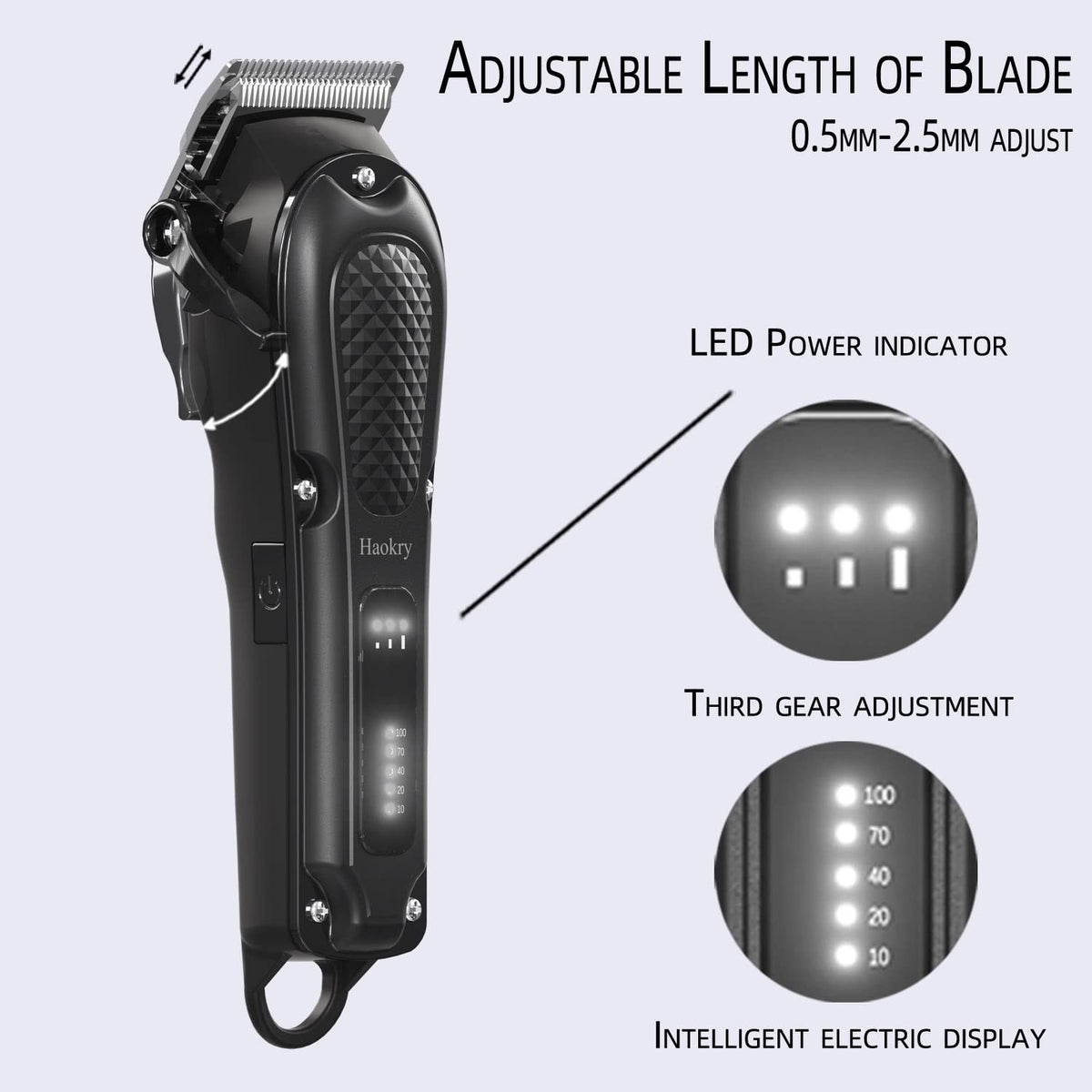 Cordless Hair Clippers for Men Barber Grooming Kit with Adjustable Gears