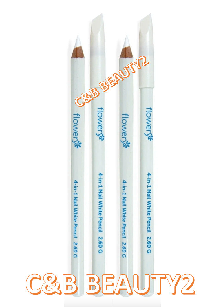 4-Pack Nail White Pencil with Cuticle Pusher Cap for French Manicure