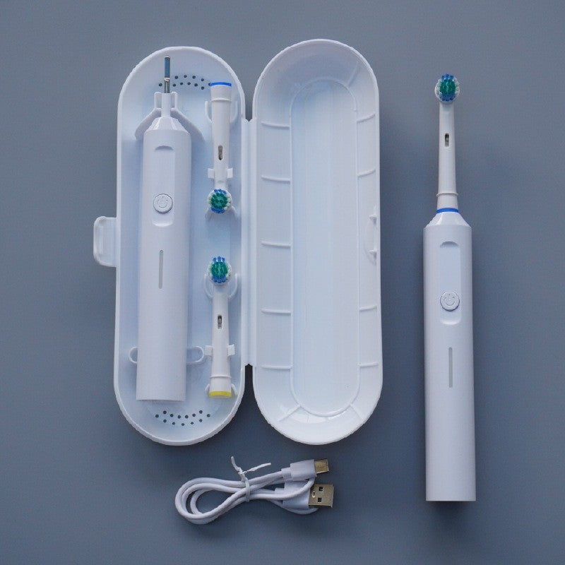 Electric Toothbrush with 2 Replacement Heads & 3 Cleaning Modes - Rechargeable, Waterproof