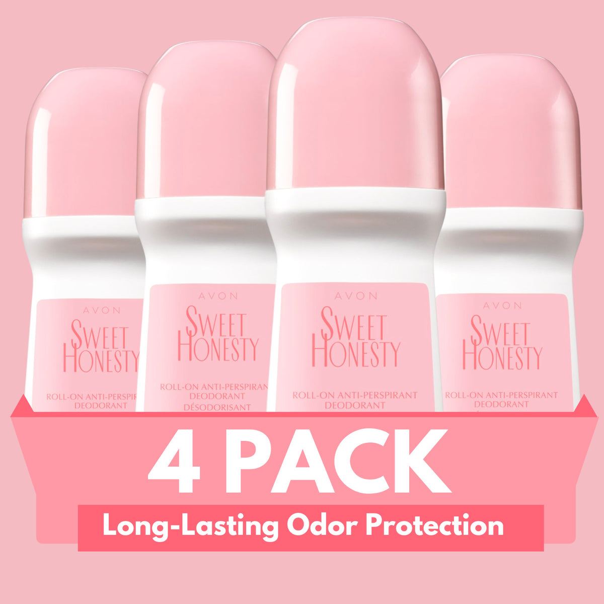 Avon Sweet Honesty Roll-On Antiperspirant Deodorant - 2.6 Fl Oz (4-Pack)