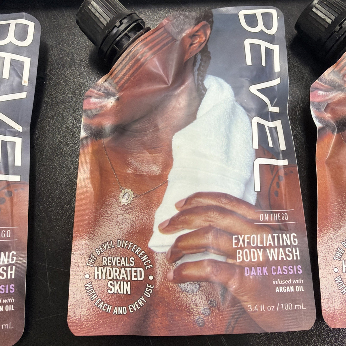 Exfoliating Body Wash Dark Cassis 3.4 Oz Pack of 4 – Bevel On The Go